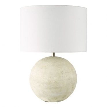 natural ceramic table lamp with white linen drum shade