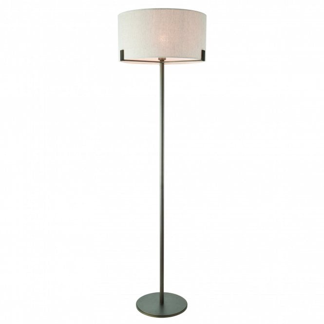 HAYFIELD Floor Lamp Brushed Bronze Finish & Natural Linen