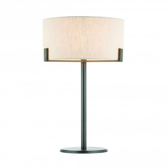 HAYFIELD Table Lamp Brushed Bronze Finish & Natural Linen