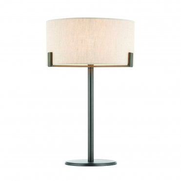 HAYFIELD Table Lamp Brushed Bronze Finish & Natural Linen