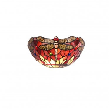 HAZEL 2 Light Handcrafted Tiffany Wall Light Purple and Pink Dragonfly