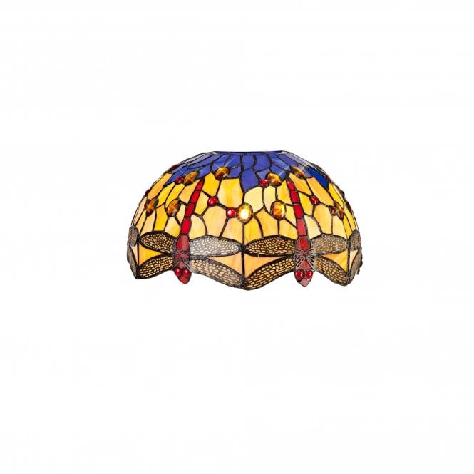 HAZEL Dragonfly Tiffany Ceiling Shade in Orange and Blue