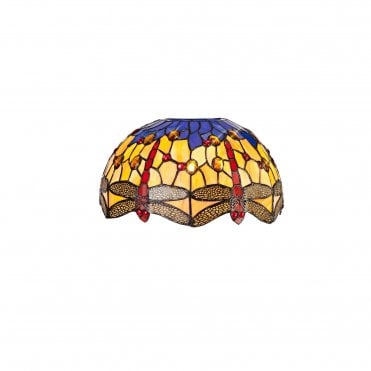 HAZEL Dragonfly Tiffany Ceiling Shade in Orange and Blue
