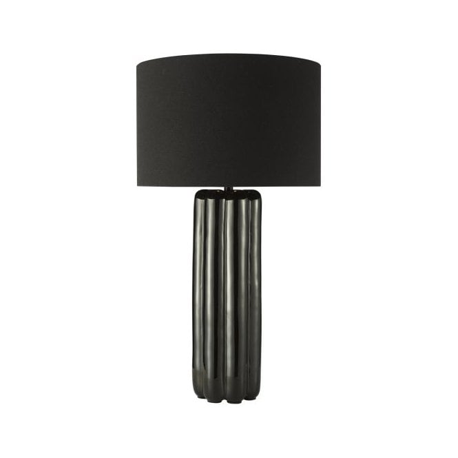 Hebron Table Lamp - Black Ceramic with Black Linen Shade