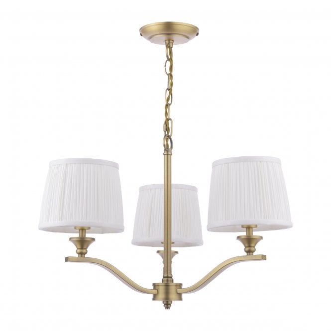 Hemsley 3 Light Pendant Matt Antique Brass with Pleated Shades