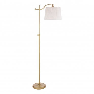 matt antique brass floor lamp with ivory silk pleated shade