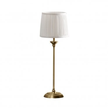 matt antique brass table lamp with ivory silk pleated shade