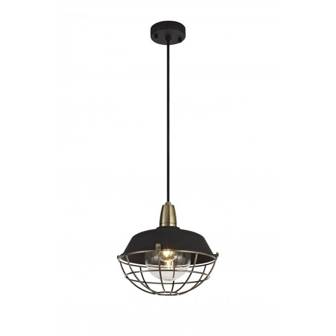 HEXACAGE Pendant Light, IP65, Matt Black Antique Brass,