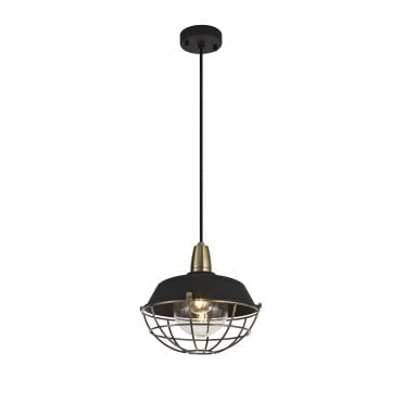 HEXACAGE Pendant Light, IP65, Matt Black Antique Brass,