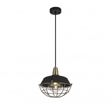 HEXACAGE Pendant Light, IP65, Matt Black Antique Brass,