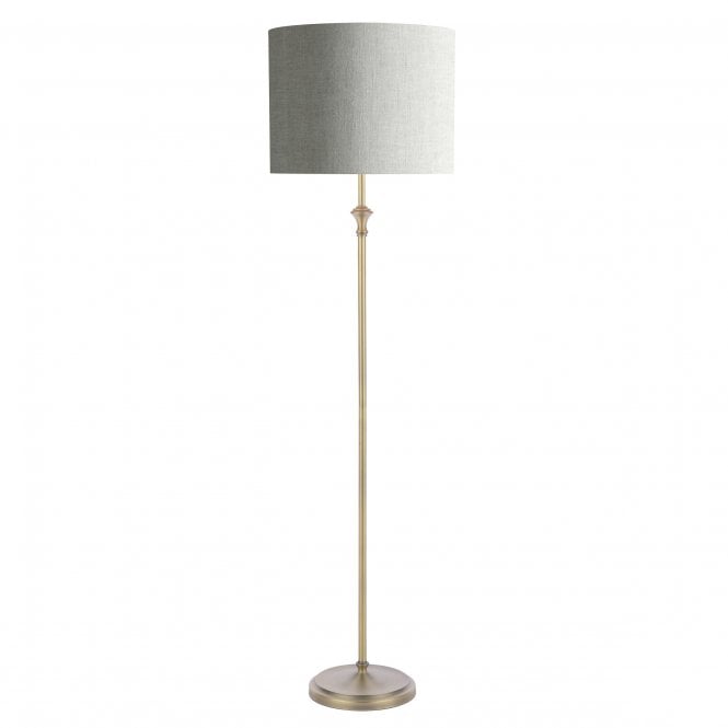 Highgrove Floor Lamp - Matt Antique Brass with Grey Shade