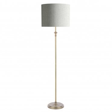 Highgrove Floor Lamp - Matt Antique Brass with Grey Shade