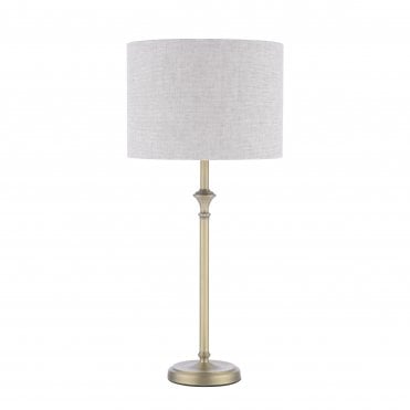 Highgrove Table Lamp - Matt Antique Brass with Grey Shade