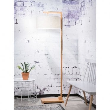bamboo floor lamp with natural linen shade