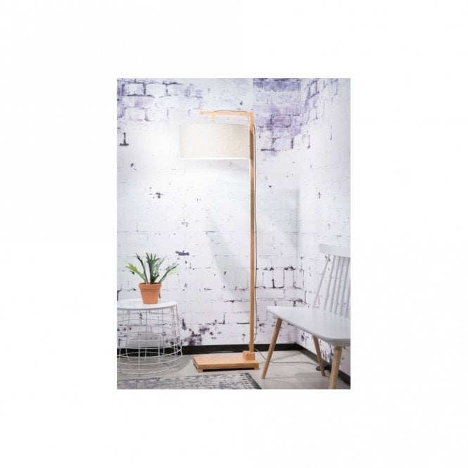 HIMALAYA Bamboo Overhang Floor lamp with Eco Linen Shade