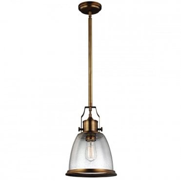 HOBSON Industrial Ceiling Pendant Aged Brass Seeded Glass