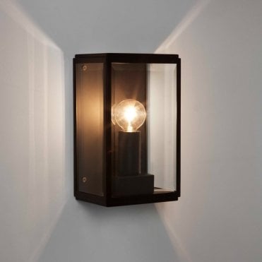 Exterior Wall Light Black In Frosted/Opal Glass IP44 Rated