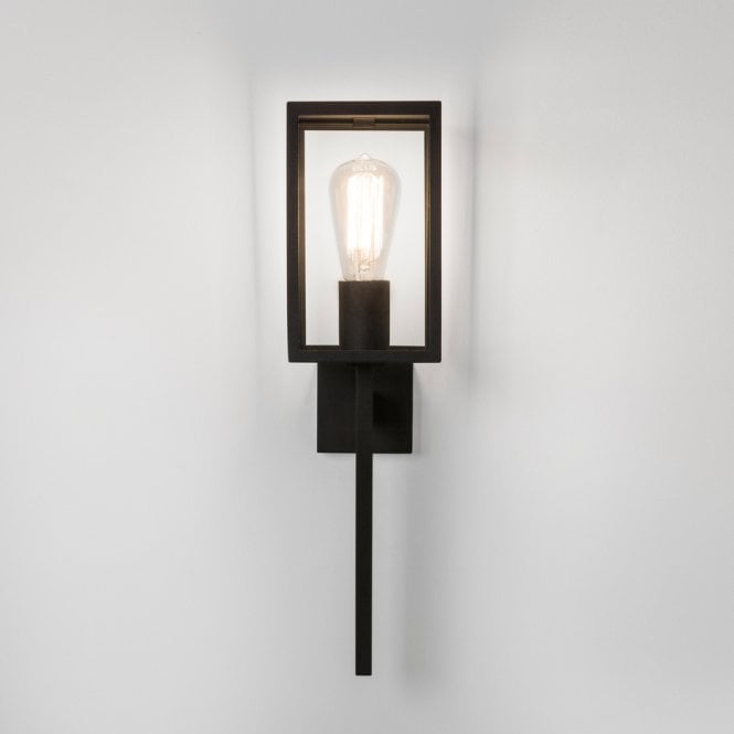 HOMEFIELD Exterior Wall Light in Black with Clear Glass