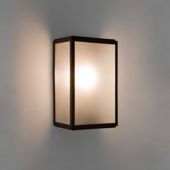 HOMEFIELD - Outdoor Square Box Wall Light Black with Frosted Glass