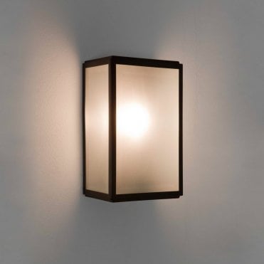 HOMEFIELD - Outdoor Square Box Wall Light Black with Frosted Glass