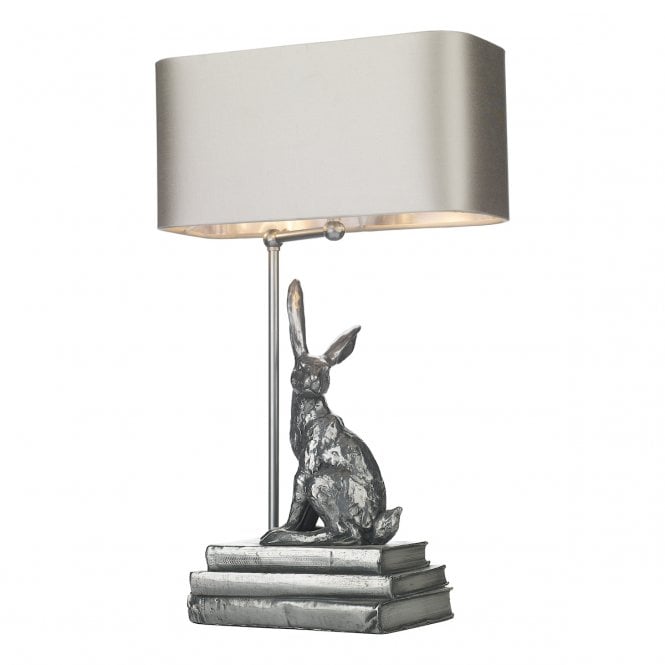 HOPPER Alert Hare and Books Table Lamp Base in Pewter