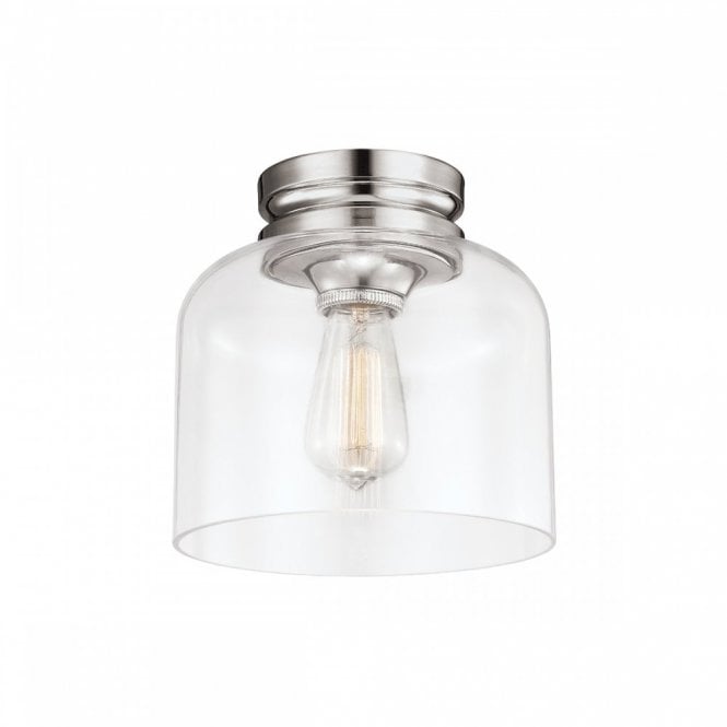 HOUNSLOW Ceiling Flush Light Polished Nickel Glass Dome Shade