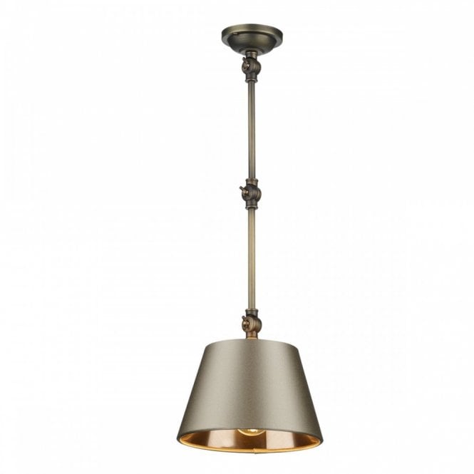 HOXTON Antique Brass Adjustable Wall Light or Ceiling Pendant Retro Style with Almond Cream Shade
