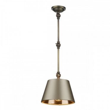 HOXTON Antique Brass Adjustable Wall Light or Ceiling Pendant Retro Style with Almond Cream Shade
