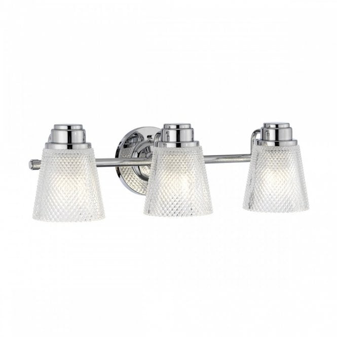 HUDSON 3 Light Wall Light Chrome For Bathrooms IP44 Rated