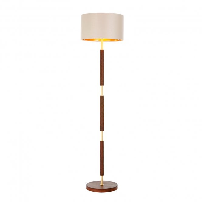 HUNTER Floor Lamp In Butter Brass With Leather Effect