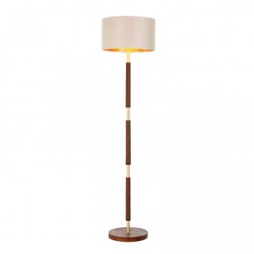 HUNTER Floor Lamp In Butter Brass With Leather Effect
