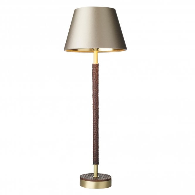 HUNTER Table lamp in butter brass with leather effect