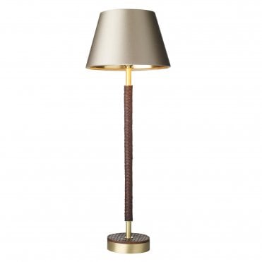 HUNTER Table lamp in butter brass with leather effect