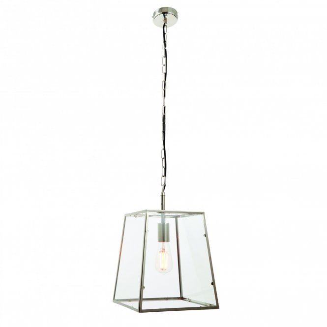 HURST Ceiling Pendant Bright Nickel Finish & Clear Glass