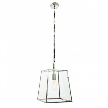 HURST Ceiling Pendant Bright Nickel Finish & Clear Glass
