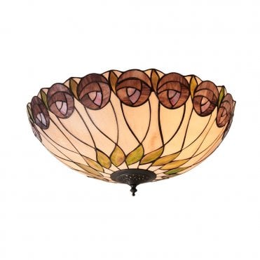 HUTCHINSON - Art Nouveau Flush Fitting Tiffany Ceiling Light