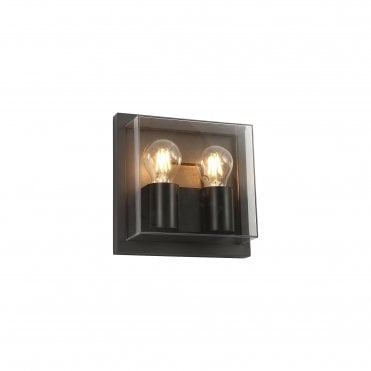 ICECUBE Wall Lamp, 2 Light E27, IP65, Anthracite Clear PC,