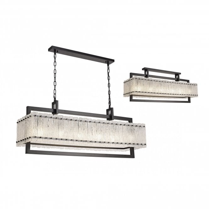 ICESTIX 12 Light E27 Ceiling Pendant Matt Black/Crystal Sand Glass