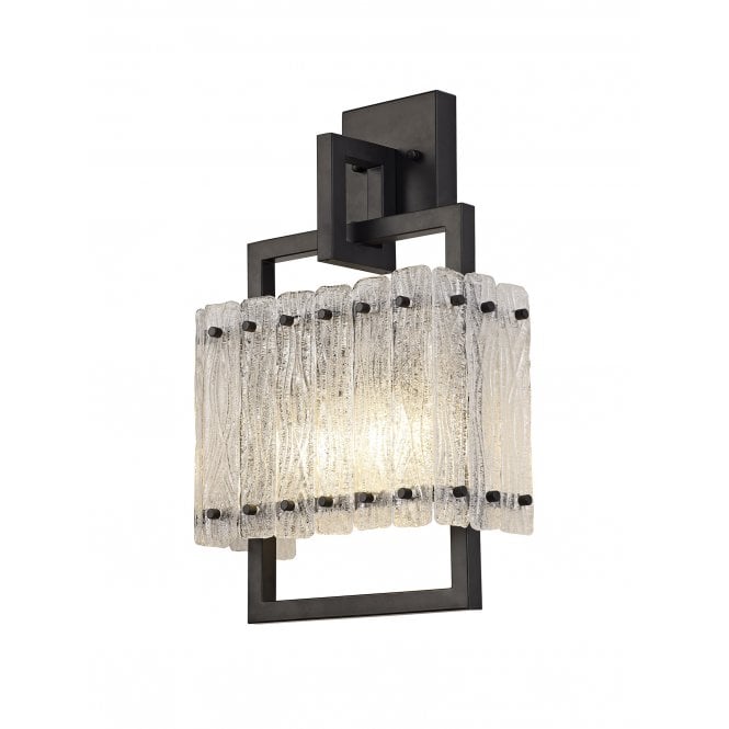 ICESTIX 2 Light Wall Light E27 Black With Crystal Sand Artistic Glass