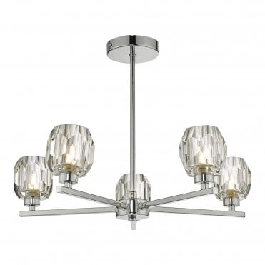 IDINA 5 Light Semi Flush Ceiling Fitting Polished Chrome