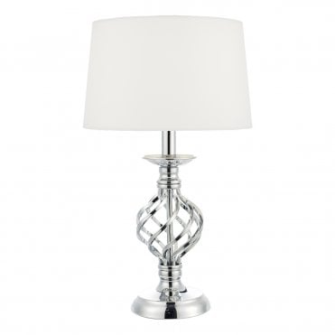 Small Touch Lamp Polished Chrome C/W Ivory Shade
