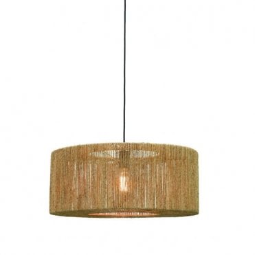 Jute wrapped drum ceiling light