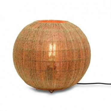 Large jute spherical table lamp
