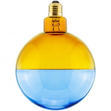 Illusion Globe 145 LED decorative bulb with floating soft filament in 2-tone amber and blue glass, E27 base