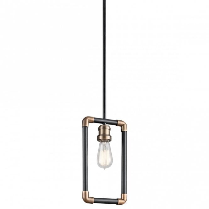 IMAHN Industrial Mini Pendant Black and Natural Brass Pipe