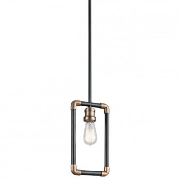 IMAHN Industrial Mini Pendant Black and Natural Brass Pipe