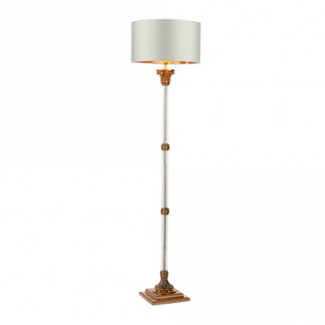 IMPERIAL Glass Floor Lamp with Polished Bronze Plating