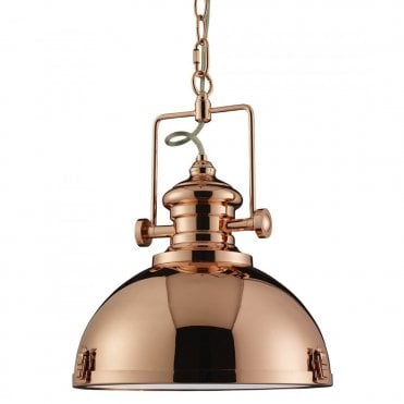 INDUSTRIAL - Pendant 1 Light Copper Clear Diffuser