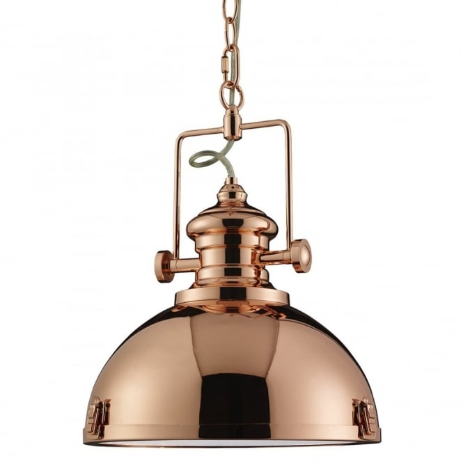 INDUSTRIAL - Pendant 1 Light Copper Clear Diffuser