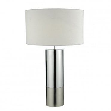 INGLEBY - Table Lamp Polished Chrome Brushed Chrome Complete With Shade Polished Chrome